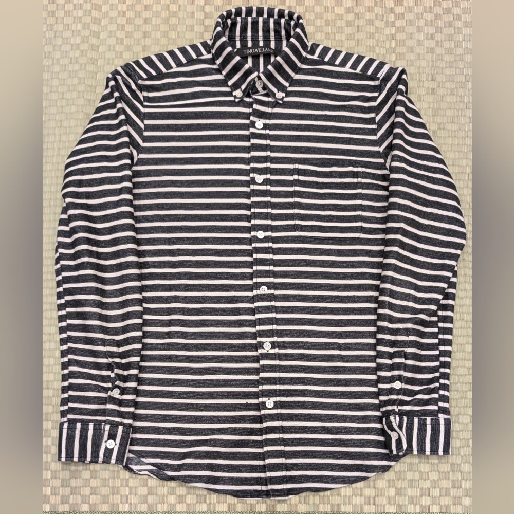 Timo Weiland Striped Button Collar Shirt Men's Size Medium Made in Portugal